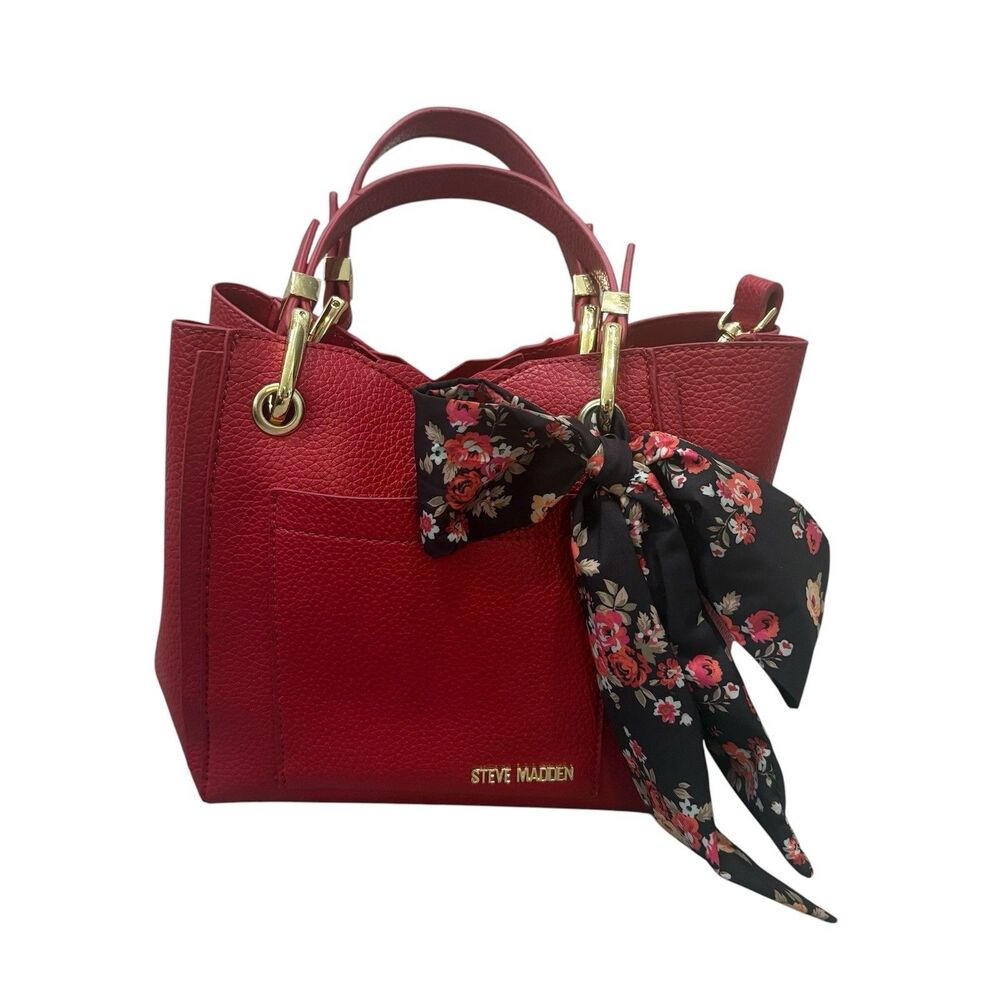 Steve Madden Red Small Crossbody Satchel Bkarta Tote With Scarf